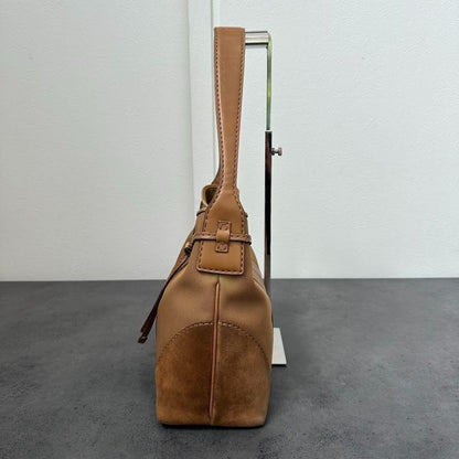 TOD'S Shoulder Bag Purse Canvas Leather Suede Authentic