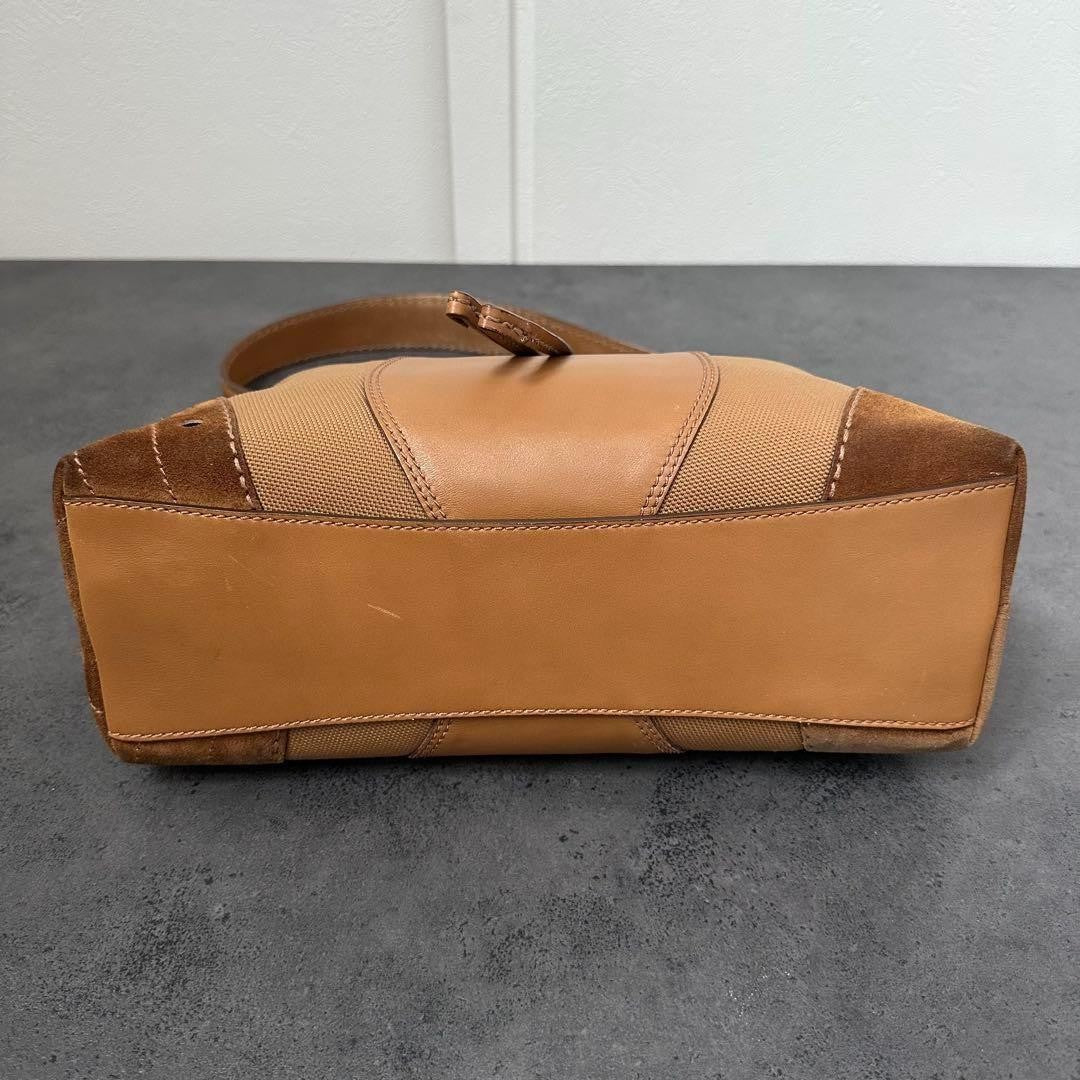 TOD'S Shoulder Bag Purse Canvas Leather Suede Authentic