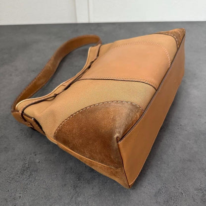 TOD'S Shoulder Bag Purse Canvas Leather Suede Authentic