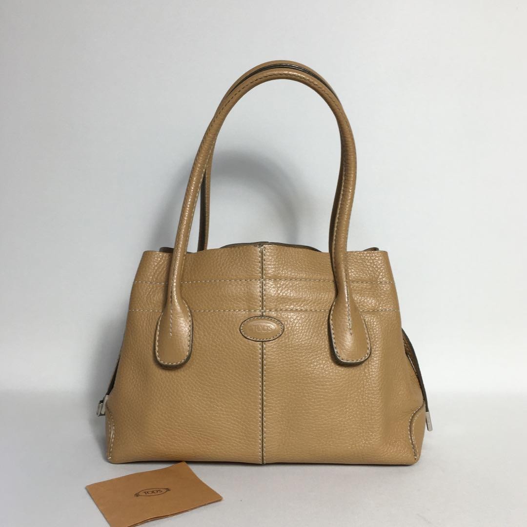 TOD'S Hand Bag Tote Purse Leather Brown Authentic