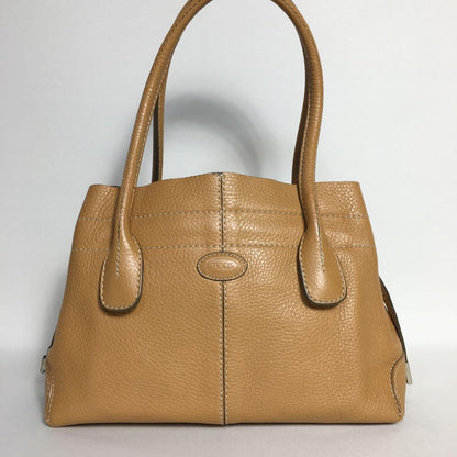 TOD'S Hand Bag Tote Purse Leather Brown Authentic