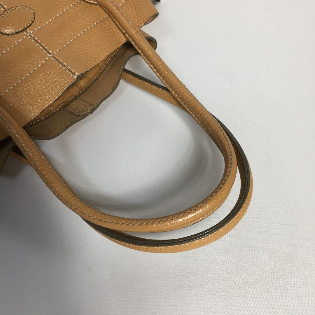 TOD'S Hand Bag Tote Purse Leather Brown Authentic