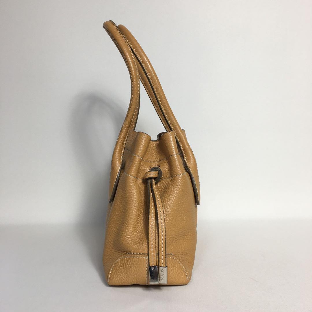 TOD'S Hand Bag Tote Purse Leather Brown Authentic