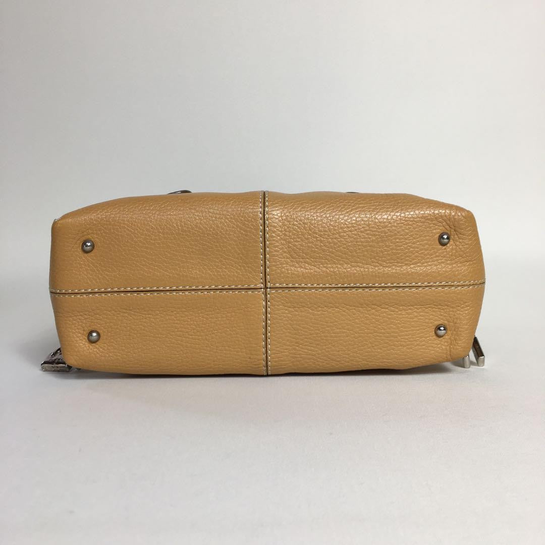 TOD'S Hand Bag Tote Purse Leather Brown Authentic