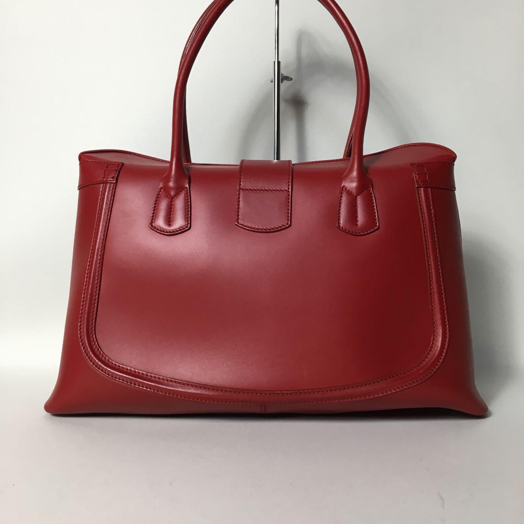 TOD'S Hand Bag Tote Purse Leather Red Authentic