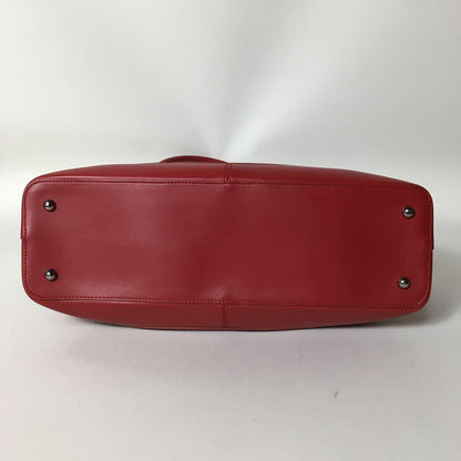 TOD'S Hand Bag Tote Purse Leather Red Authentic