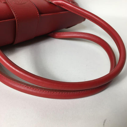 TOD'S Hand Bag Tote Purse Leather Red Authentic