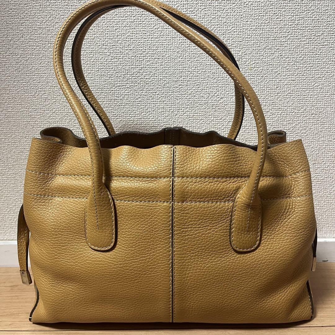 TOD'S Hand Bag Tote Purse D Bag Leather Camel Authentic