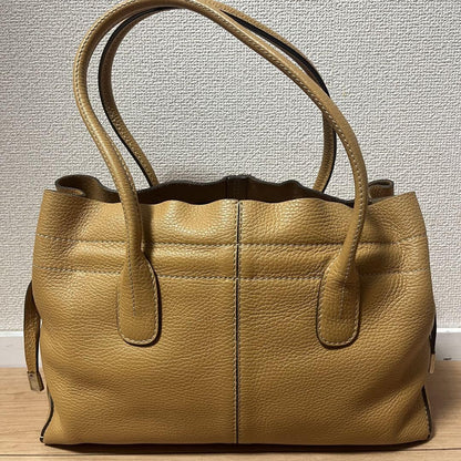 TOD'S Hand Bag Tote Purse D Bag Leather Camel Authentic