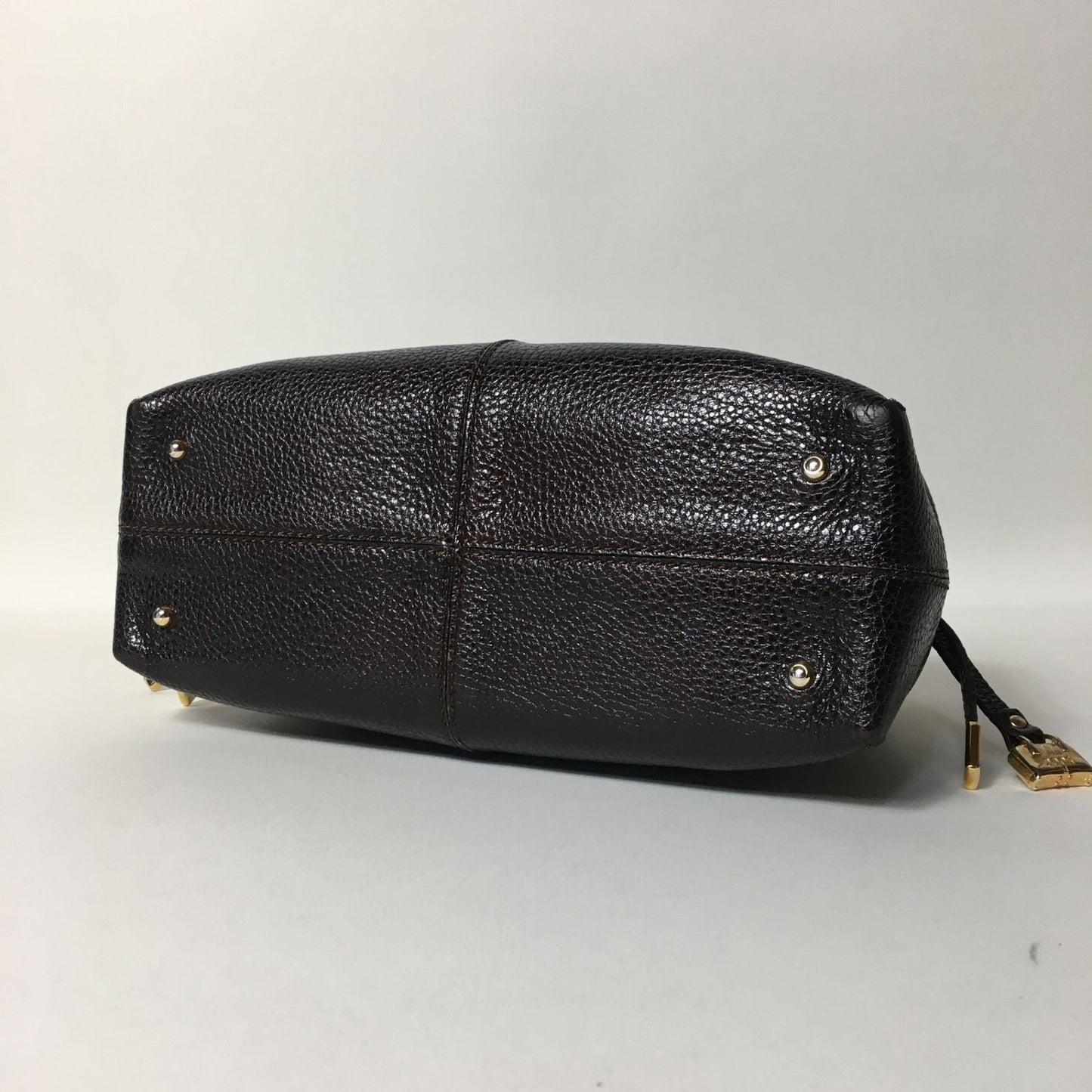 TOD'S Hand Bag Tote Purse Leather Dark Brown Authentic