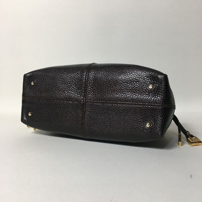 TOD'S Hand Bag Tote Purse Leather Dark Brown Authentic