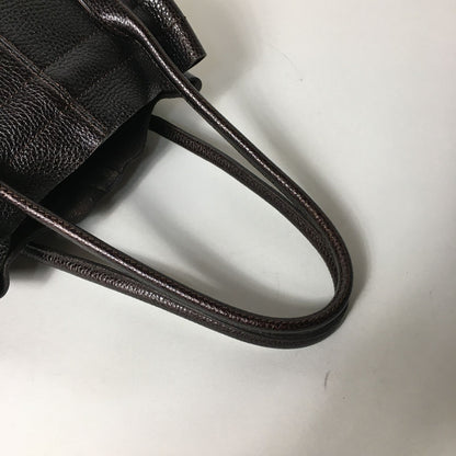 TOD'S Hand Bag Tote Purse Leather Dark Brown Authentic