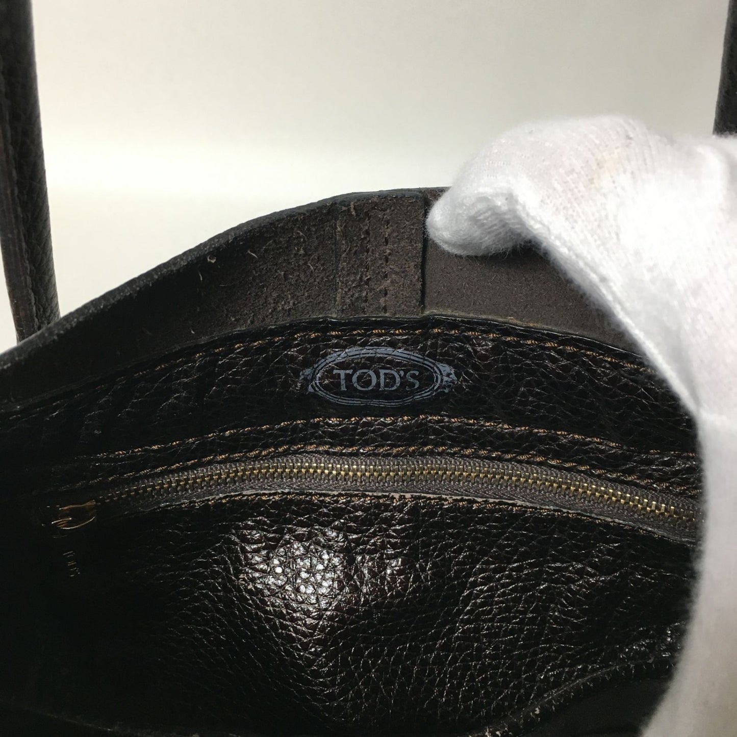 TOD'S Hand Bag Tote Purse Leather Dark Brown Authentic