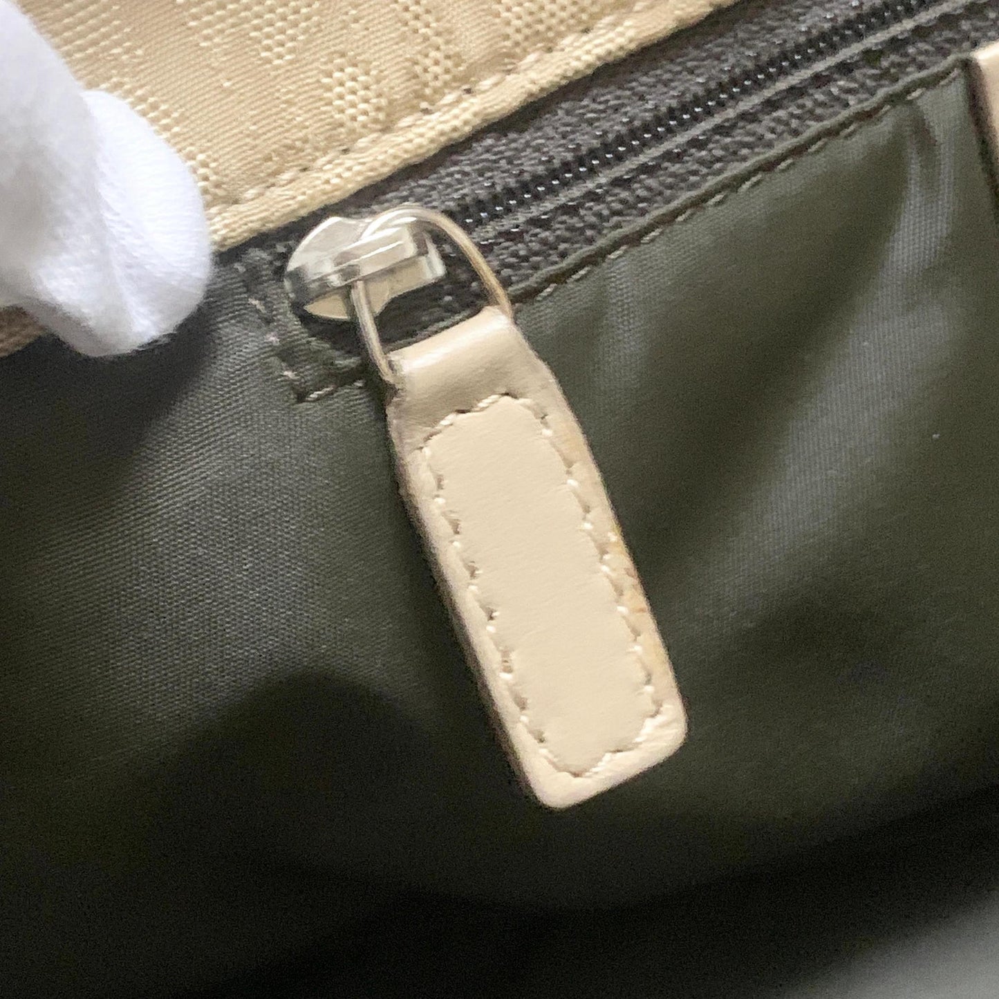 Christian Dior Handbag Trotter Charm Tote Purse Nylon Leather Beige Authentic