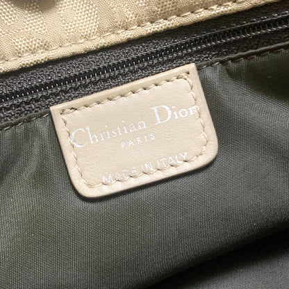 Christian Dior Handbag Trotter Charm Tote Purse Nylon Leather Beige Authentic