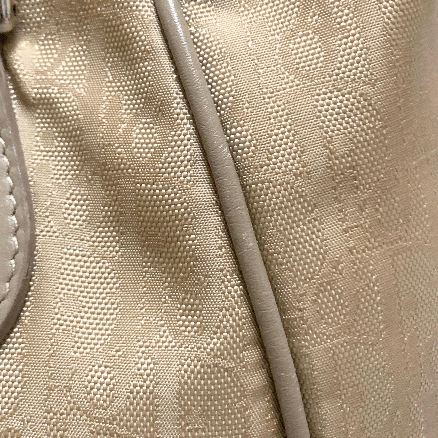 Christian Dior Handbag Trotter Charm Tote Purse Nylon Leather Beige Authentic