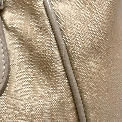 Christian Dior Handbag Trotter Charm Tote Purse Nylon Leather Beige Authentic