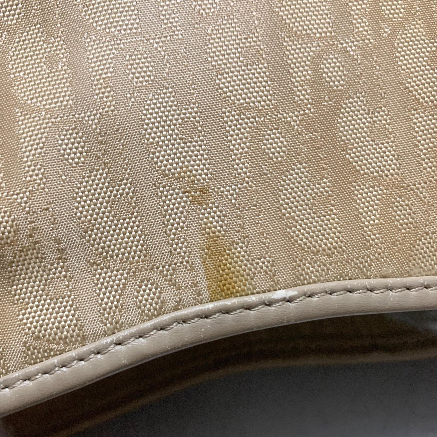 Christian Dior Handbag Trotter Charm Tote Purse Nylon Leather Beige Authentic
