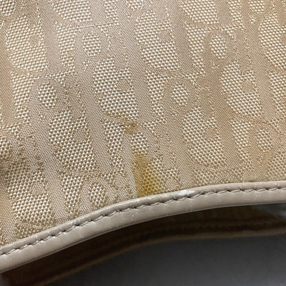 Christian Dior Handbag Trotter Charm Tote Purse Nylon Leather Beige Authentic
