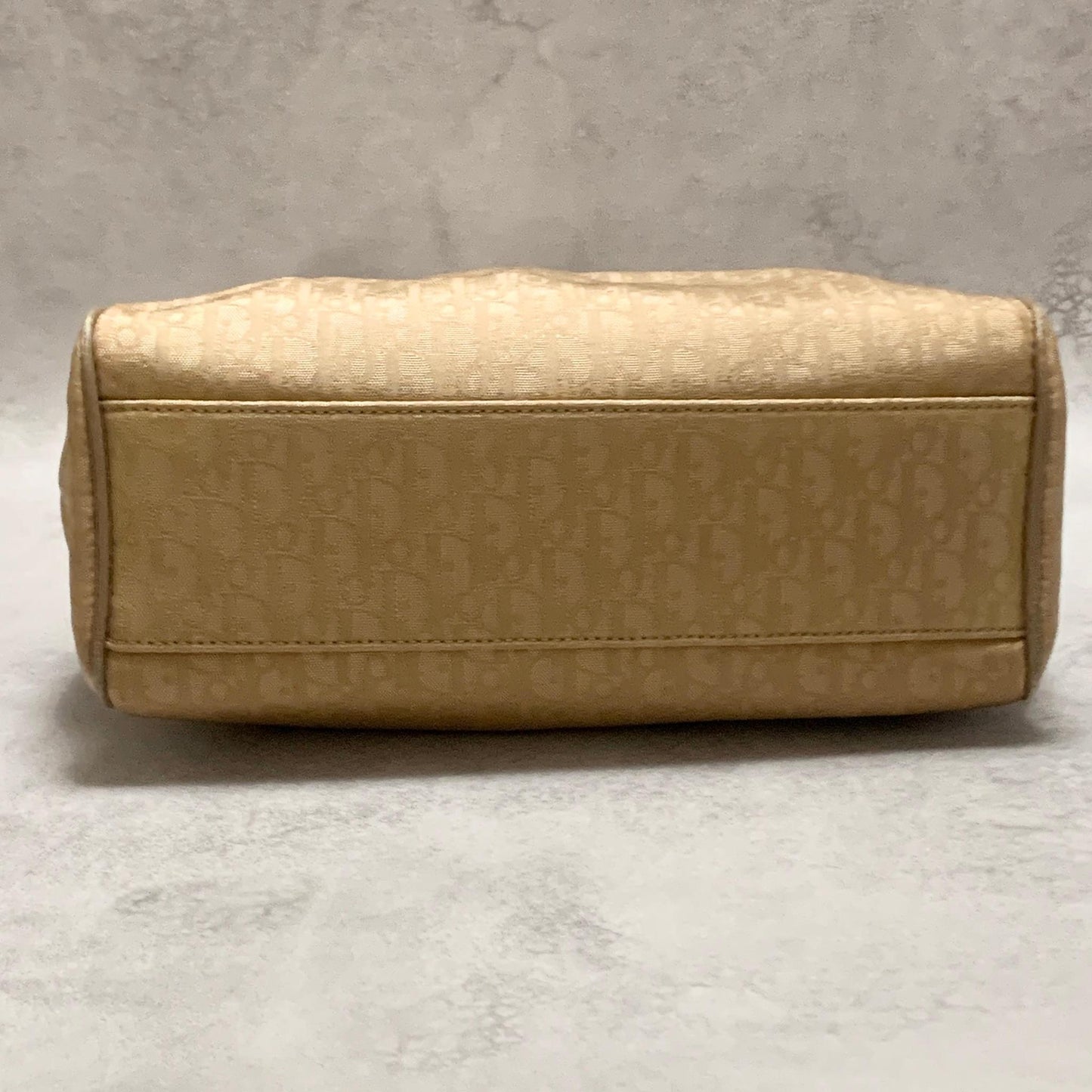 Christian Dior Handbag Trotter Charm Tote Purse Nylon Leather Beige Authentic