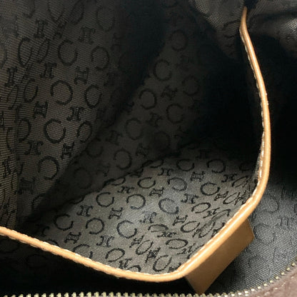 CELINE Bag C Macadam Shoulder Purse Suede Leather Brown Beige Gold Authentic