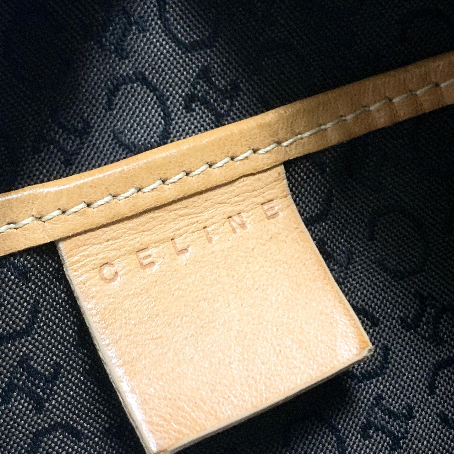CELINE Bag C Macadam Shoulder Purse Suede Leather Brown Beige Gold Authentic
