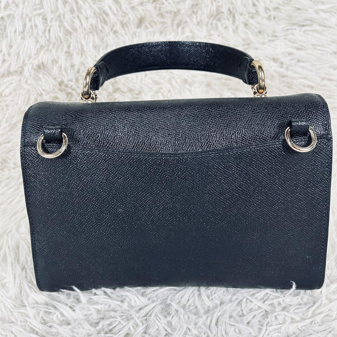 COACH Hand Shoulder Bag Tote Purse 2way Turn Lock Leather Black Authentic