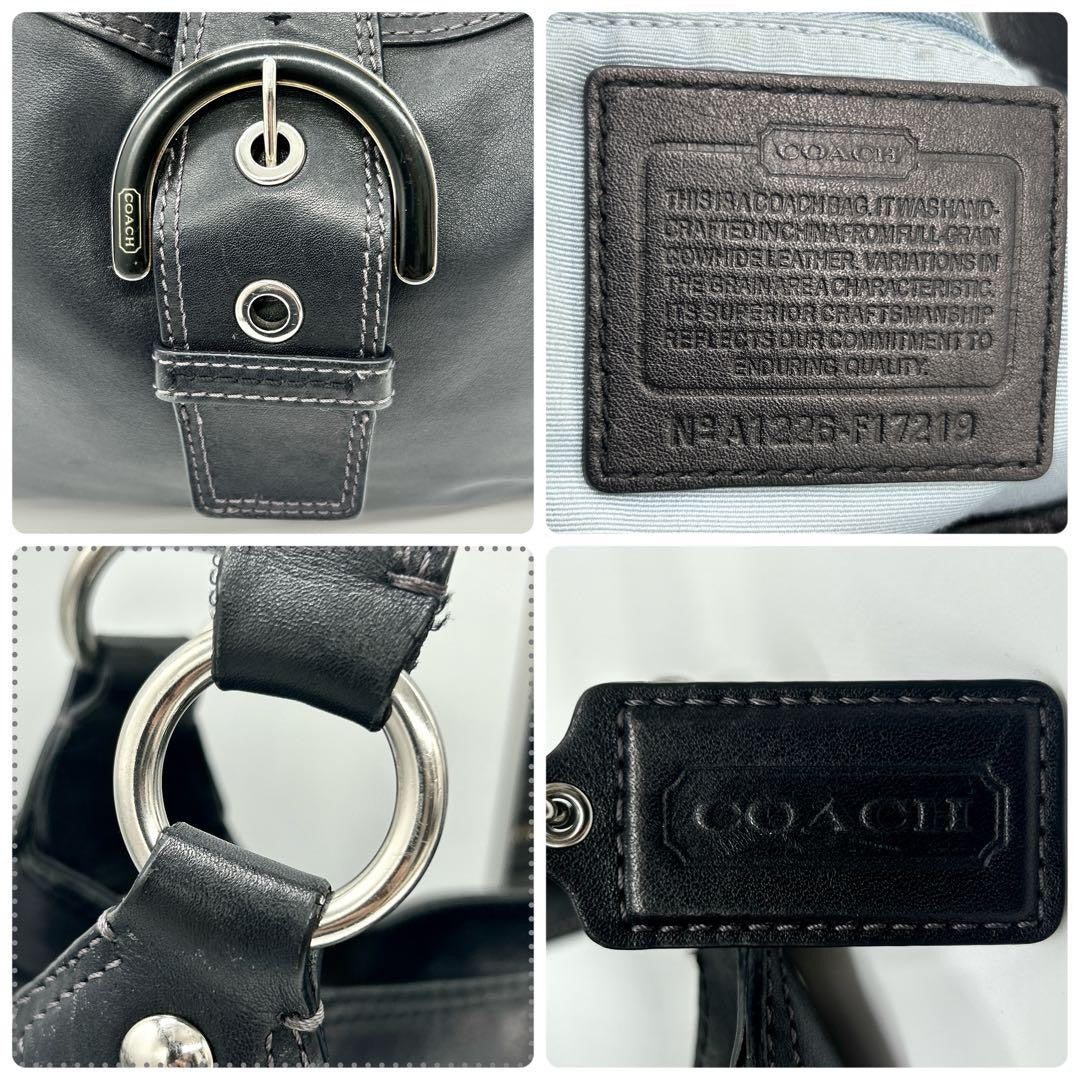 COACH Hand Shoulder Bag Tote Purse Leather Black Authentic
