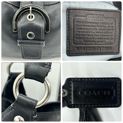 COACH Hand Shoulder Bag Tote Purse Leather Black Authentic