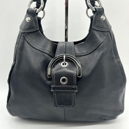 COACH Hand Shoulder Bag Tote Purse Leather Black Authentic