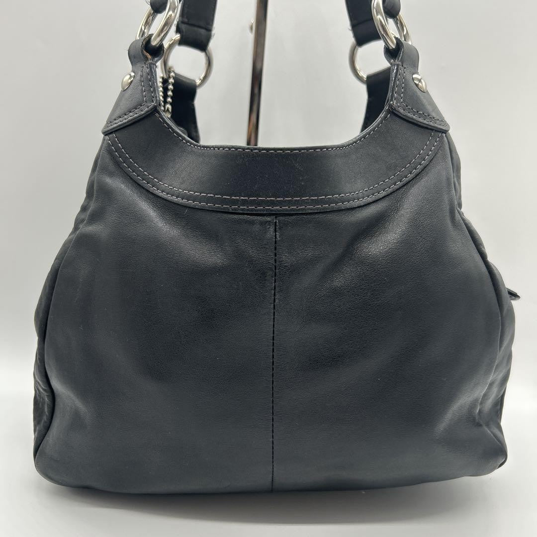 COACH Hand Shoulder Bag Tote Purse Leather Black Authentic