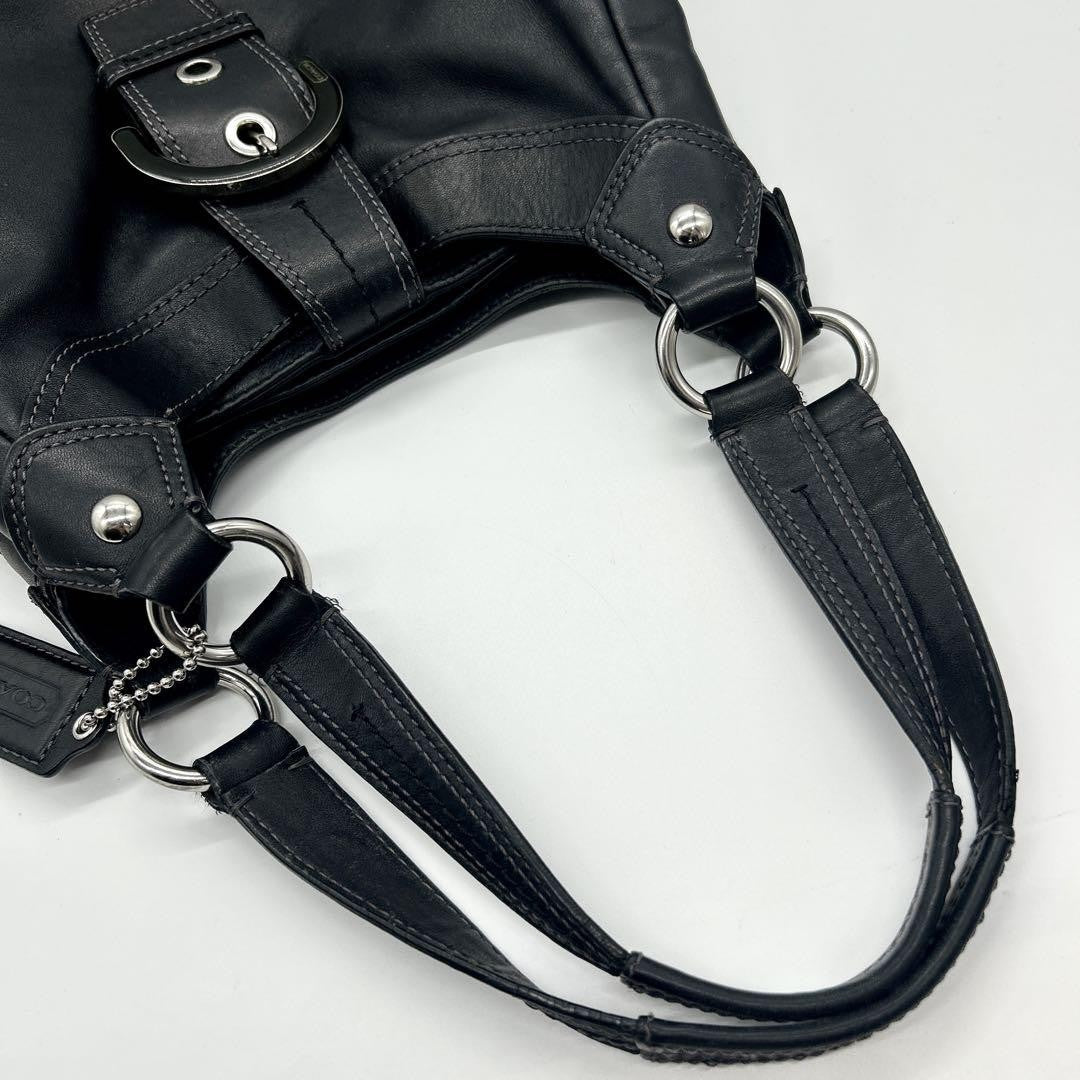 COACH Hand Shoulder Bag Tote Purse Leather Black Authentic