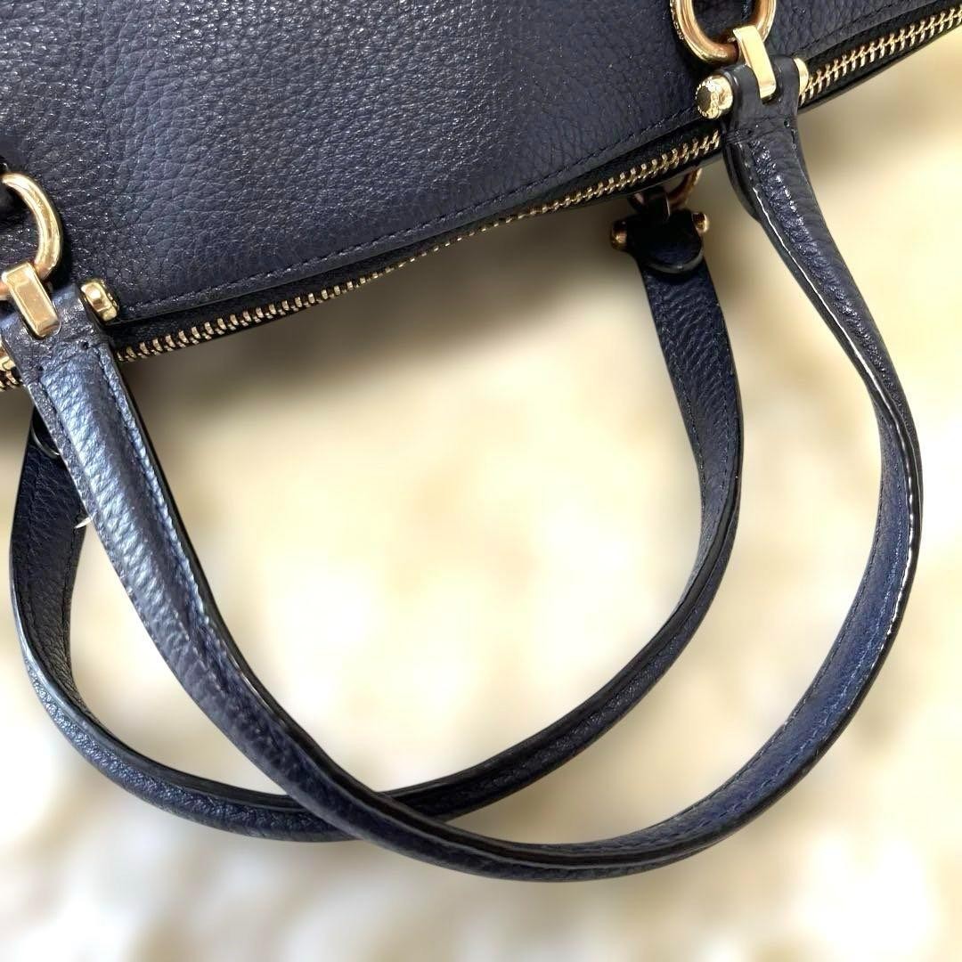 COACH Hand Shoulder Bag Tote Purse 2way 79997 Leather Dark Navy Authentic