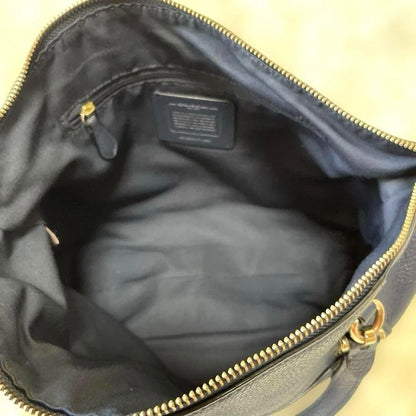 COACH Hand Shoulder Bag Tote Purse 2way 79997 Leather Dark Navy Authentic