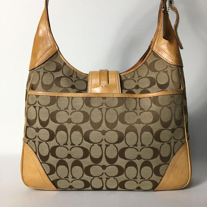 COACH Shoulder Bag Purse Signature Canvas Leather Brown Authentic