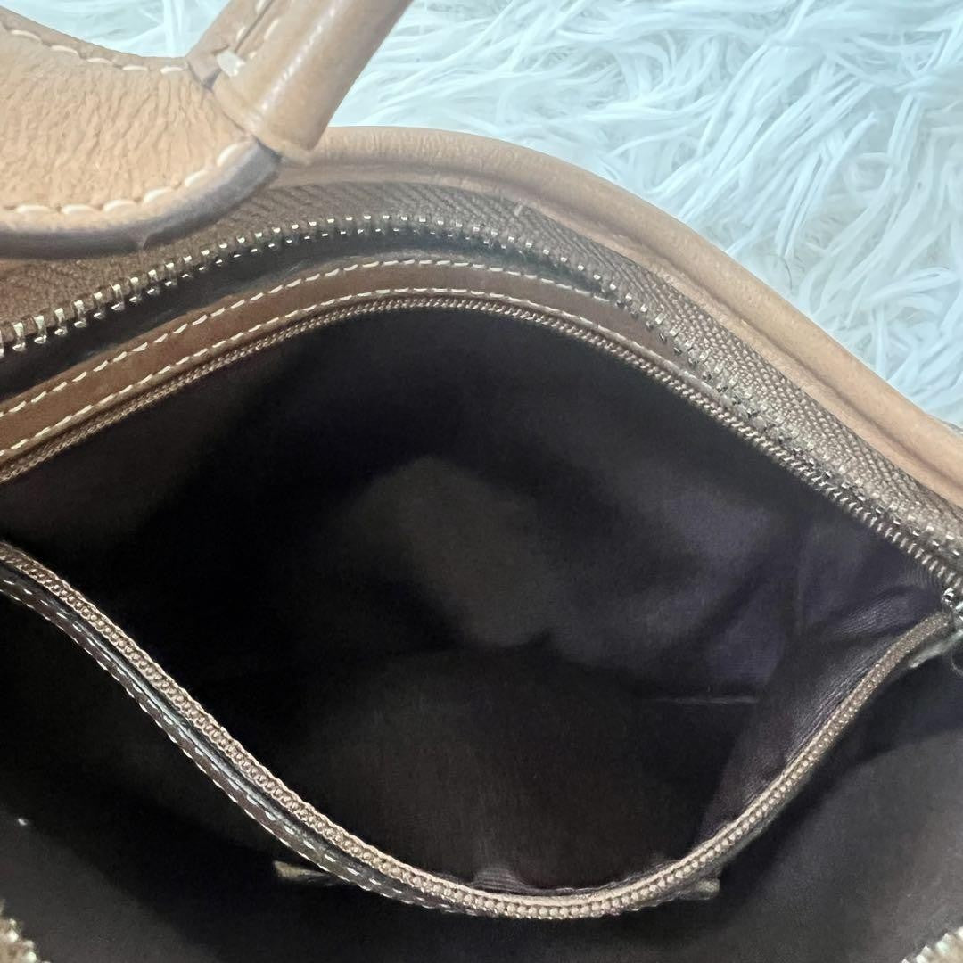 COACH Shoulder Bag Purse Signature 6351 Canvas Leather Beige Brown Authentic