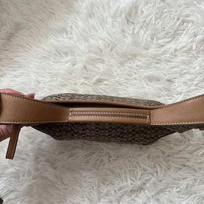COACH Shoulder Bag Purse Signature 6351 Canvas Leather Beige Brown Authentic