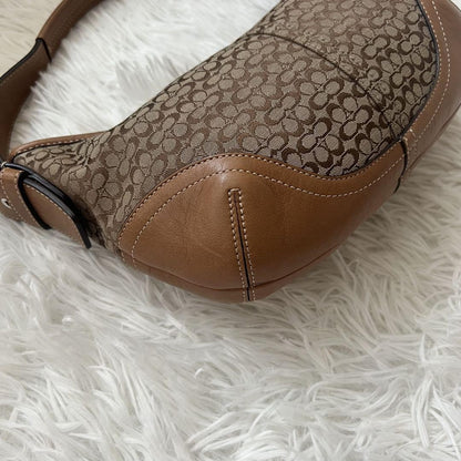 COACH Shoulder Bag Purse Signature 6351 Canvas Leather Beige Brown Authentic