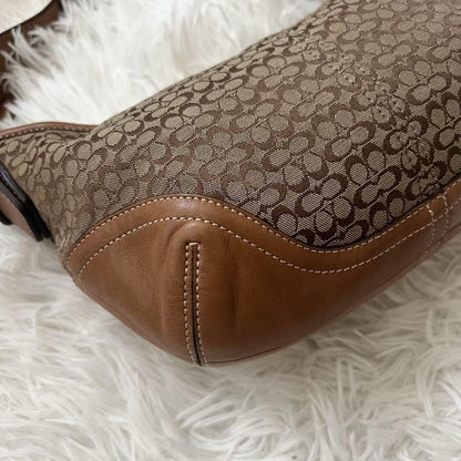 COACH Shoulder Bag Purse Signature 6351 Canvas Leather Beige Brown Authentic