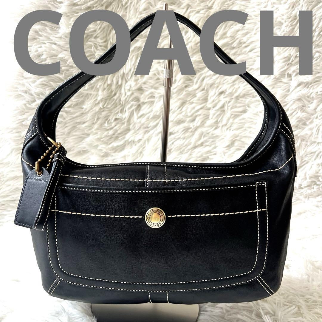 COACH Shoulder Bag Purse 10740 Leather Black Authentic