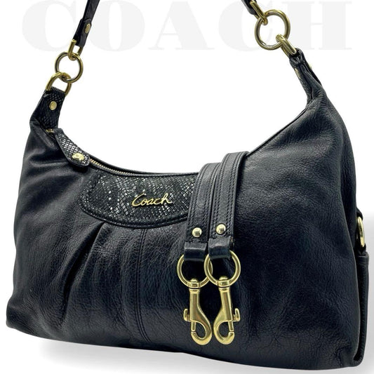 COACH Shoulder Bag Purse 2way Leather Black Authentic