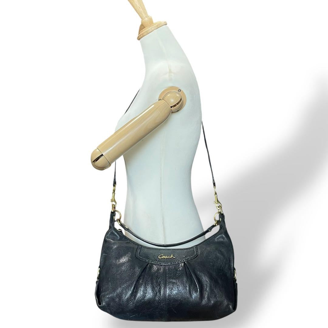 COACH Shoulder Bag Purse 2way Leather Black Authentic