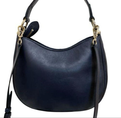 COACH Shoulder Bag Purse 2way Leather Navy Authentic