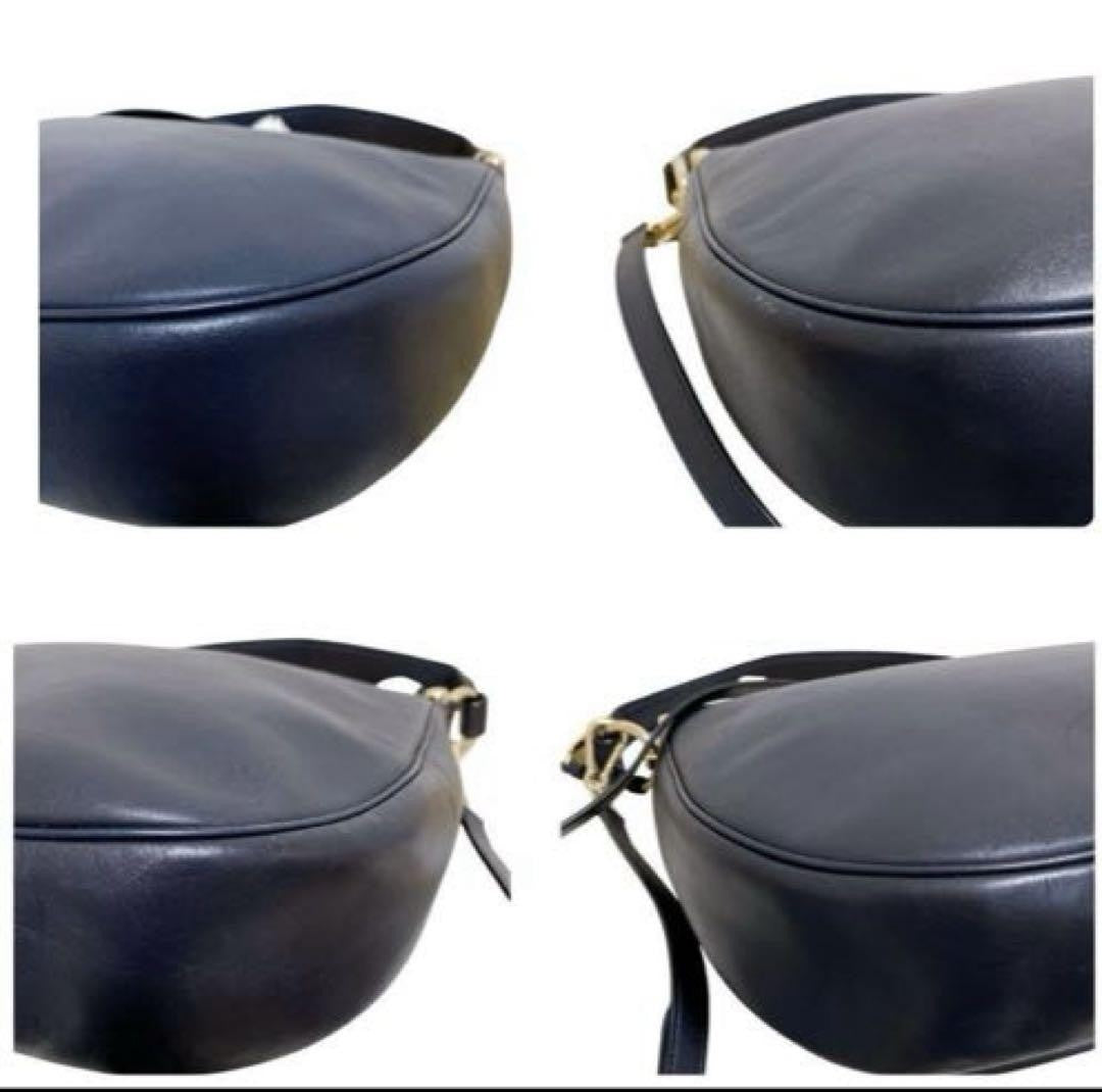 COACH Shoulder Bag Purse 2way Leather Navy Authentic