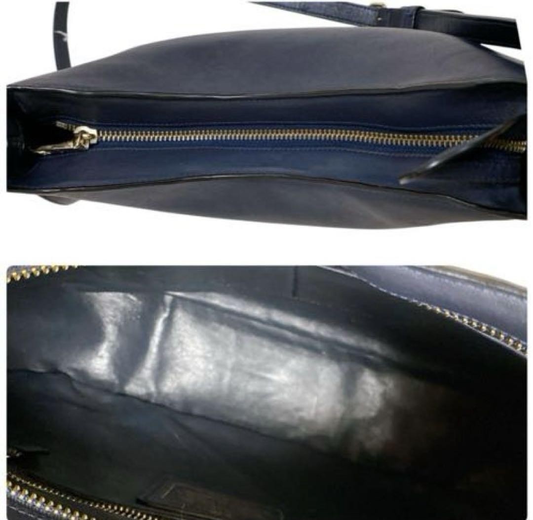 COACH Shoulder Bag Purse 2way Leather Navy Authentic