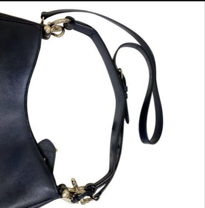 COACH Shoulder Bag Purse 2way Leather Navy Authentic