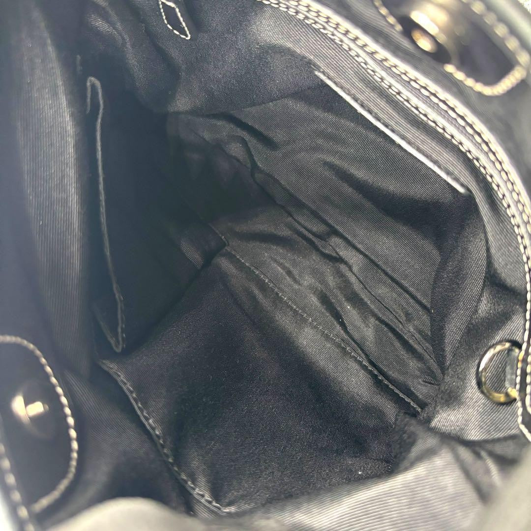 COACH Shoulder Bag Purse Signature 6386 Canvas Leather Black Gray Authentic