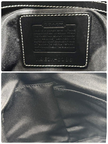 COACH Shoulder Bag Purse Signature 6386 Canvas Leather Black Gray Authentic