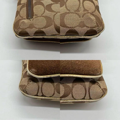 COACH Shoulder Bag Purse Signature Canvas Leather Brown Authentic