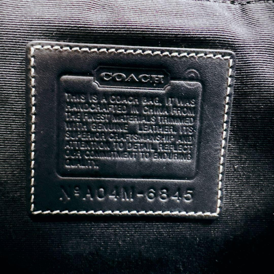 COACH Shoulder Bag Purse Signature 6845 Canvas Leather Gray Black Authentic